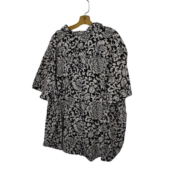 Men's AMZN Essentials Navy Blue and White Hawaiian Print Shirt Size 4XL - Picture 3 of 7